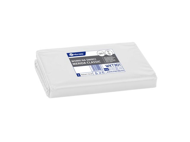 MERIDA Disposable waste bags ldpe, 120l capacity, 70 x 110cm, transparent, 50 pcs. / package