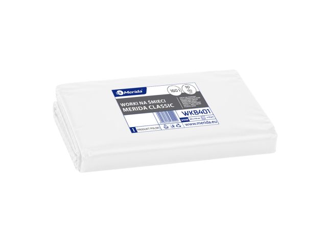 MERIDA Disposable waste bags ldpe, 160l capacity, 90 x 110cm, white, 10 pcs. / package