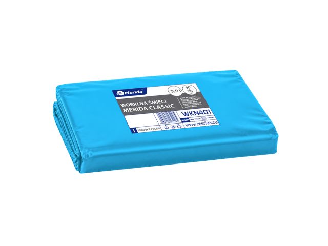 MERIDA Disposable waste bags ldpe, 160l capacity, 90 x 110cm, blue, 10 pcs. / package
