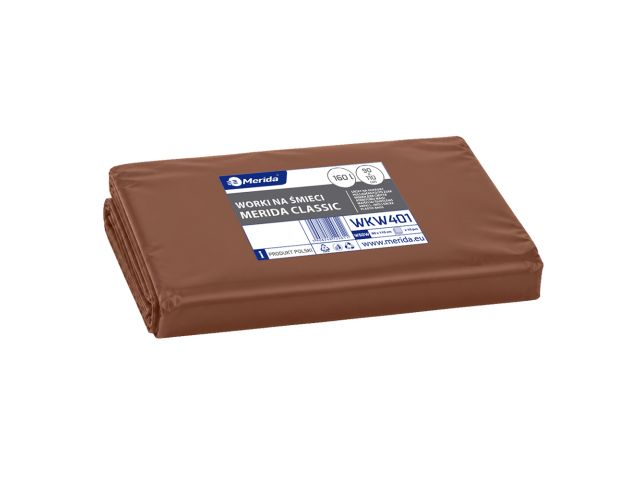 MERIDA disposable waste bags LDPE, 160 l capacity, 90 x 110 cm, brown, 10 pcs. / package