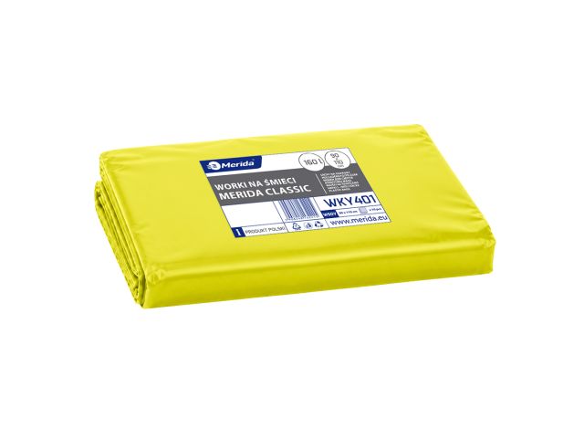 MERIDA  Disposable waste bags ldpe, 160l capacity, 90 x 110cm, yellow, 10 pcs. / package