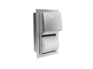 TRADITIONAL recessed toilet paper dispenser for two rolls, matt steel