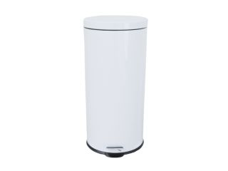 KLASIK round pedal bin made of stainless steel, capacity 30 l (white)