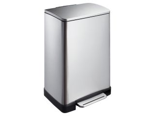 CUBE - rectangular pedal bin, capacity 40 l (matt steel)