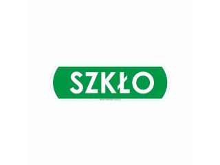 Sticker for waste segregation - SZKŁO for glass, large, dimensions 14.5 x 4.4 cm