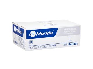 Mechaniczny podajnik ręczników MERIDA ONE biały za 125 zł netto przy zakupie 2 kartonów ręczników MERIDA CLASSIC AUTOMATIC RAB301 (12 x 250 m = 3 000 m, 11 760 listków)