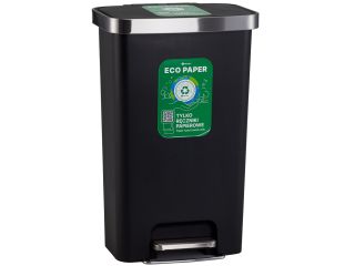 MERIDA ECO PAPER pedal waste bin, capacity 50 l, black plastic