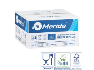 Pojemnik na ręczniki składane MERIDA HARMONY za 1 zł netto przy zakupie 2 kartonów ręczników składanych MERIDA TOP SLIM ECOLABEL VTB210 (2 x 3000 = 6 000 listków)