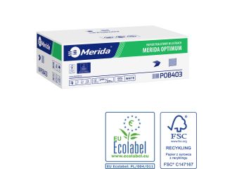 Pojemnik na papier toaletowy w listkach MERIDA ONE za 1 zł netto przy zakupie 2 kartonów papierów toaletowych MERIDA OPTIMUM POB403 (18 000 listków)