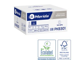 Pojemnik na cztery rolki papieru toaletowego bez gilzy MERIDA HARMONY za 75 zł netto przy zakupie 2 kartonów papiery toaletowego MERIDA CLASSIC PKB301 (36 x 125 m = 4500 m, 18 000 listków)