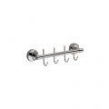 Wall-mounted towel rail with 4 hooks 300 mm, made of chromium-plated brass (polished version)