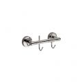 Wall-mounted towel rail with 2 hooks 130 mm, made of chromium-plated brass (polished version)