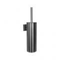 Tube hanging toilet brush with lid, brushed steel