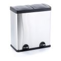 2-compartment pedal bin with plastic pull-out buckets, capacity 2 x 30l (matt steel)                                              