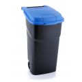 Plastic waste container 100 l, black with blue lid