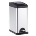 1-compartment pedal bin with plastic pull-out bucket, capacity 15l (matt steel)