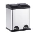 2-compartment pedal bin with plastic pull-out buckets, capacity 2 x 15l (matt steel)