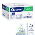 Papier toaletowy bez gilzy MERIDA OPTIMUM, biały, średnica 12 cm, długość 85 m, dwuwarstwowy,  karton 18 szt., ECOLABEL
