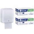 Mechaniczny podajnik ręczników, MERIDA HARMONY za 100 zł netto przy zakupie 2 kartonów ręczników MERIDA OPTIMUM AUTOMATIC MAXI ECOLABEL RAB315 (12 x 240 m = 2 880 m, 11 292 listki)